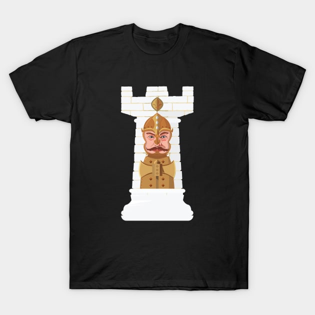 White Chess Rook T-Shirt by Buntoonkook